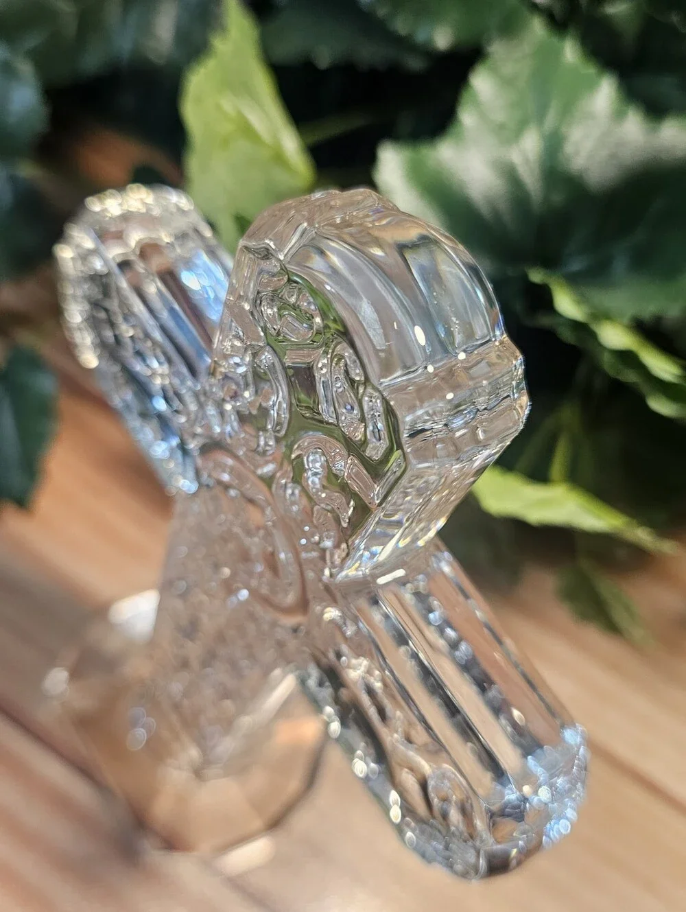 Clear Glass Filigree Cross Figurine Freestanding Religious Decor 8
